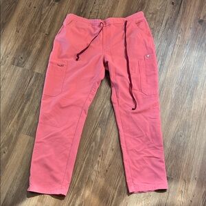 Figs Coral Pink Cargo Jogger Pants